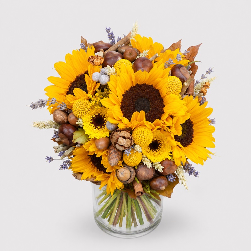 buchet de mireasa cu floarea soarelui
