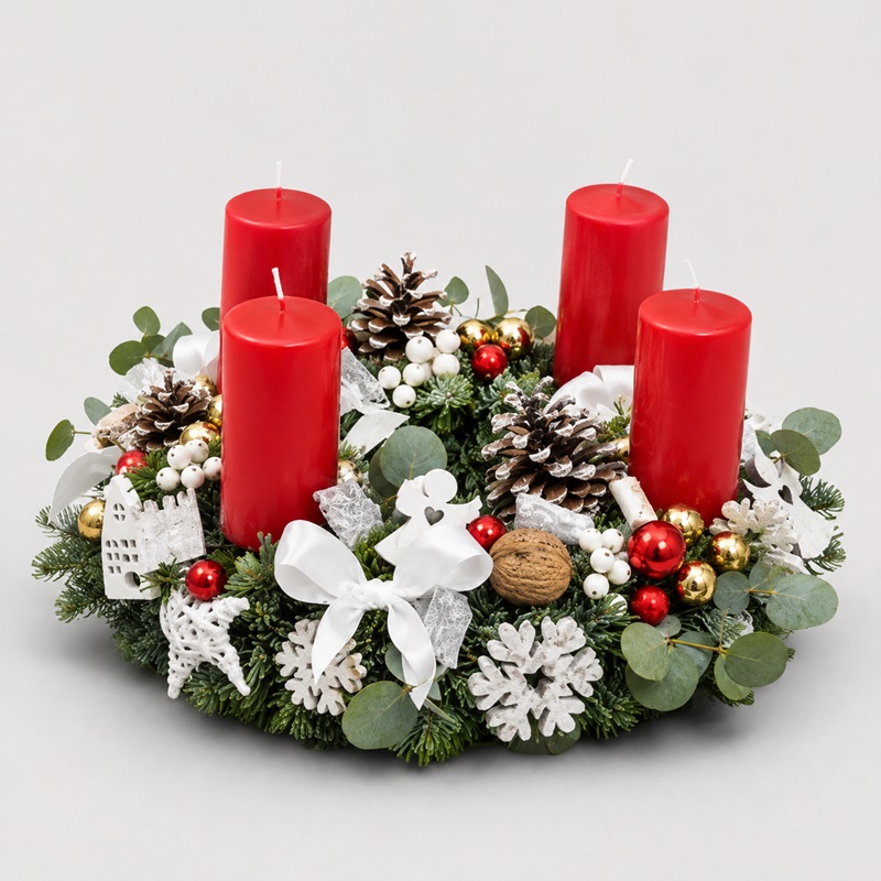 Coronita Advent cu lumanari rosii