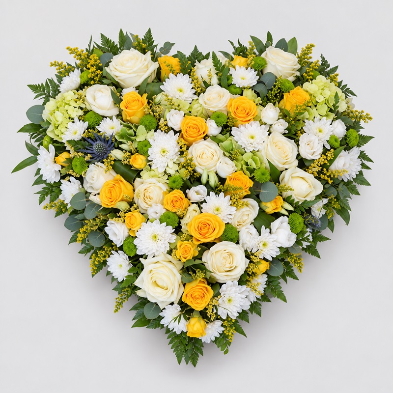 Inima funerara din flori
