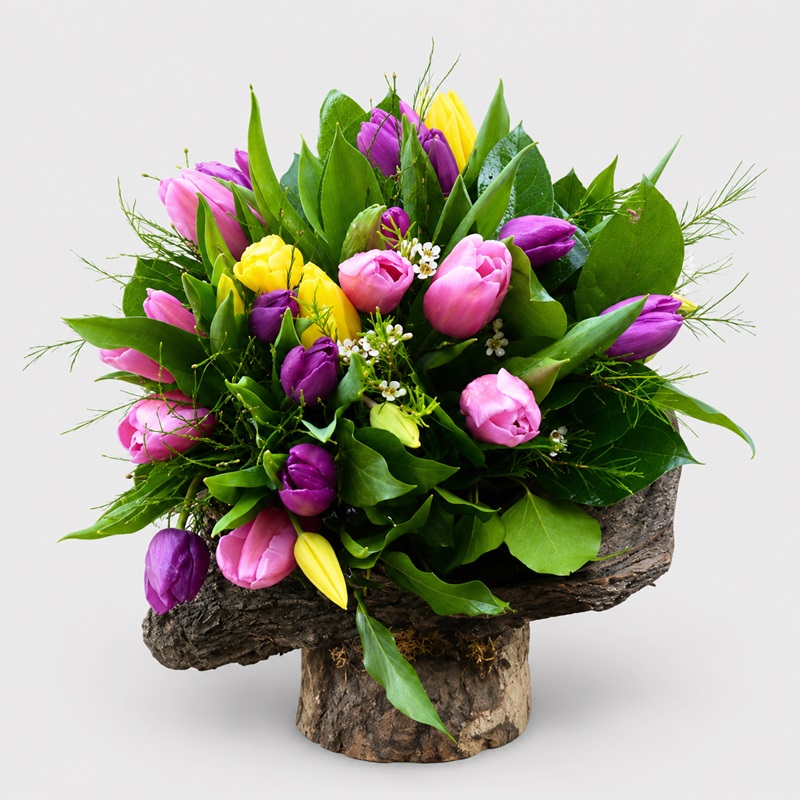 Buchet cadou 21 lalele multicolore