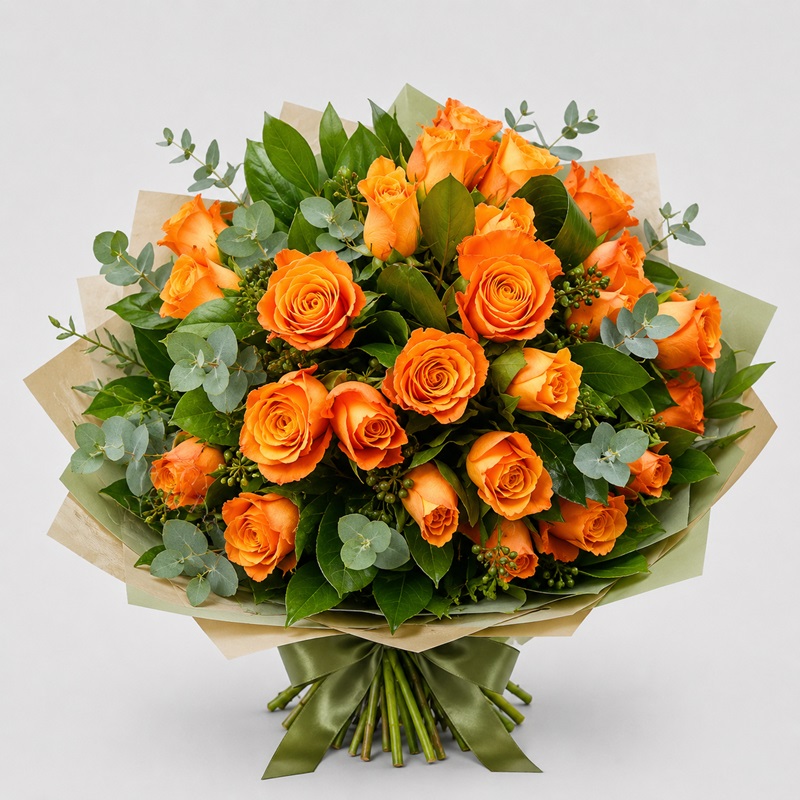 Buchet cadou cu 19 trandafiri portocalii