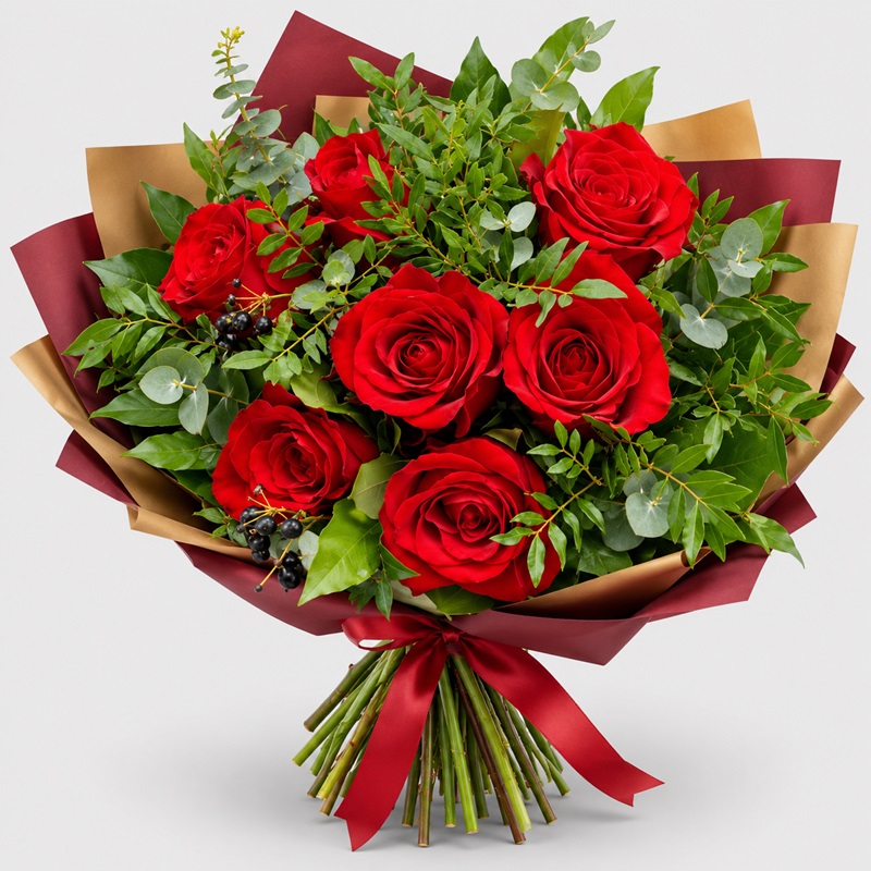 buchet cadou 7 trandafiri rosii
