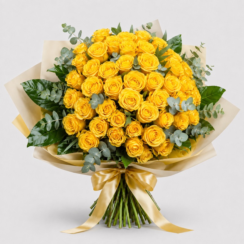 Buchet cadou cu 39 trandafiri Galben Auriu