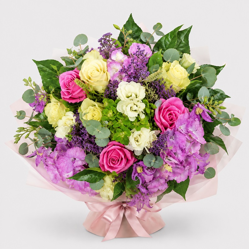 Buchet cu hortensii, trandafiri si frezii "Charming Provence"