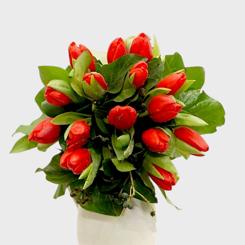Buchet cadou 15 lalele rosii