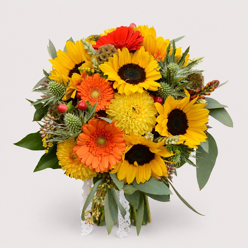 buchet de mireasa cu floarea soarelui