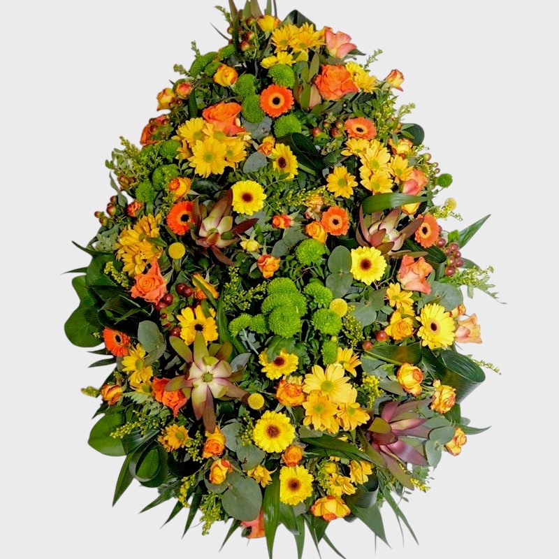 Coroana funerara cu flori de toamna