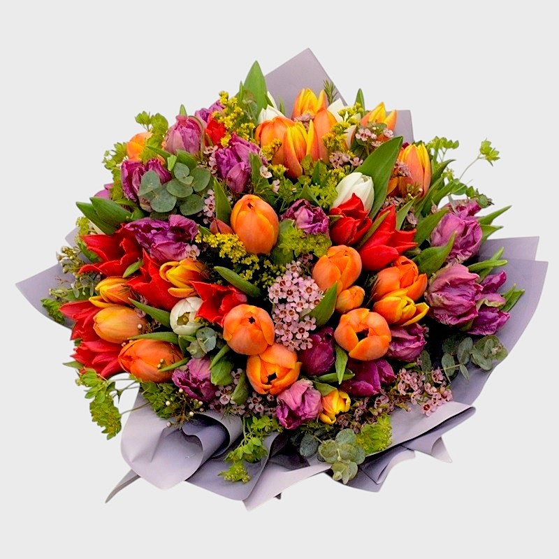 buchet 101 lalele multicolore