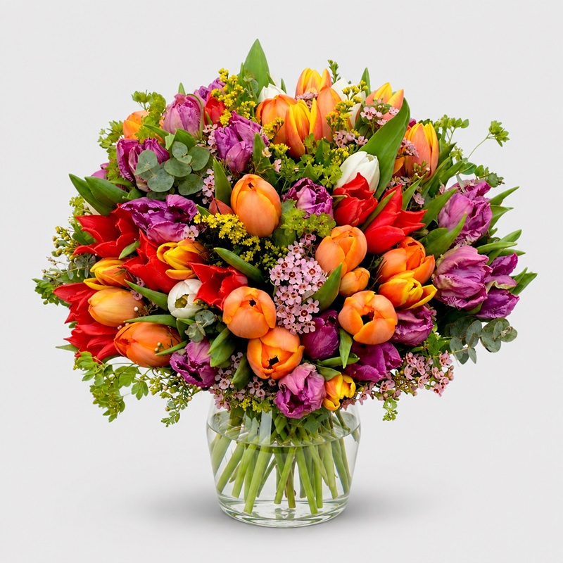 buchet 101 lalele multicolore