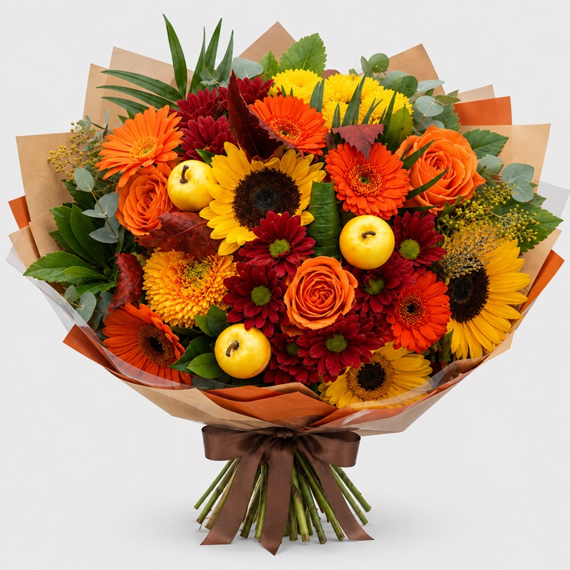 Buchet cu floarea soarelui si trandafiri Toamna Insorita