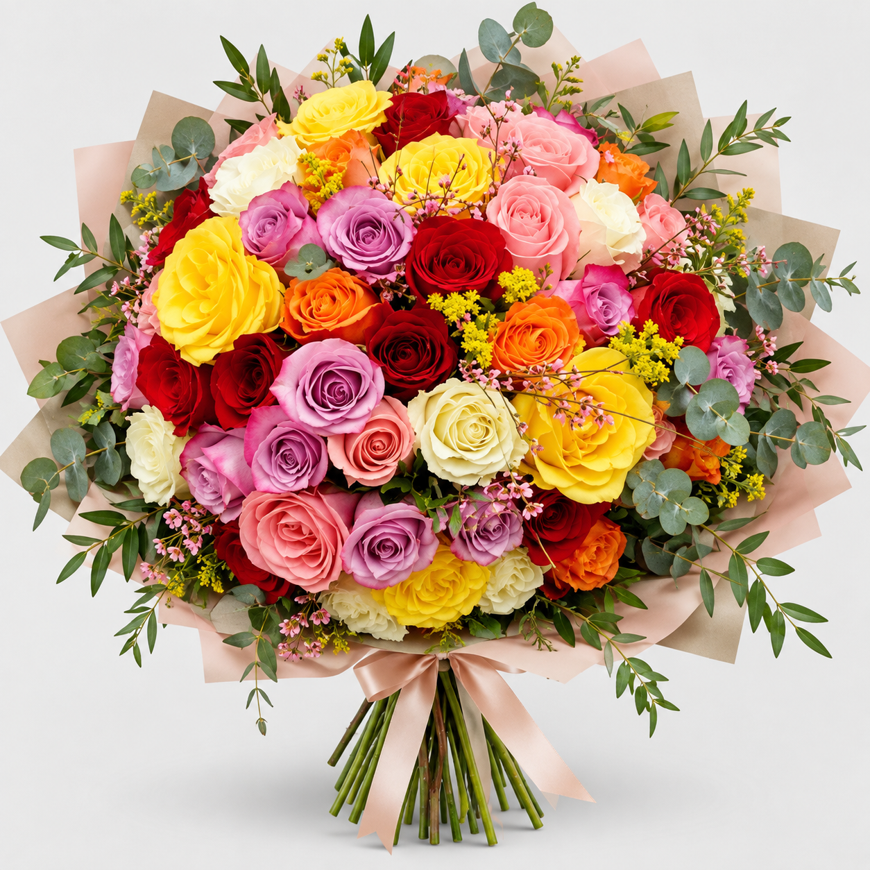 Buchet 51 trandafiri multicolori PROMO