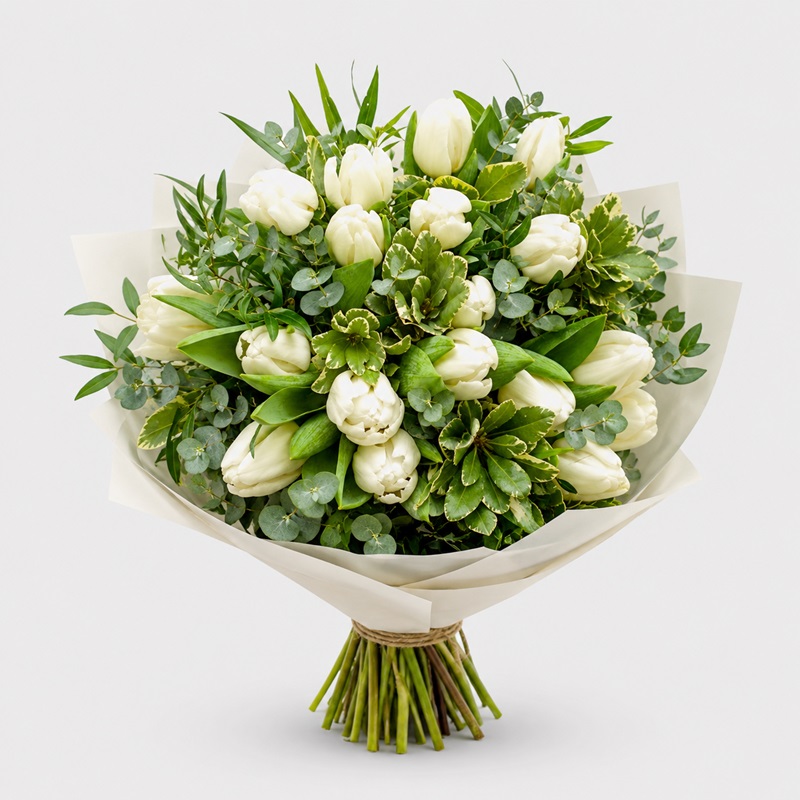 Buchet cadou 21 lalele albe