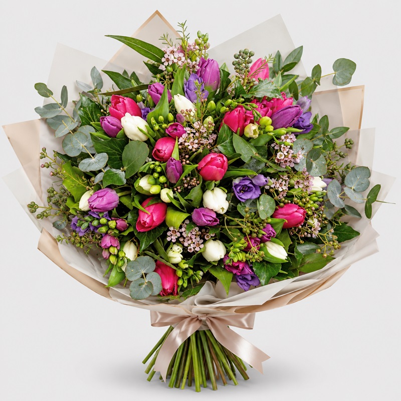 Buchet cadou cu lalele, frezii si irisi Spring
