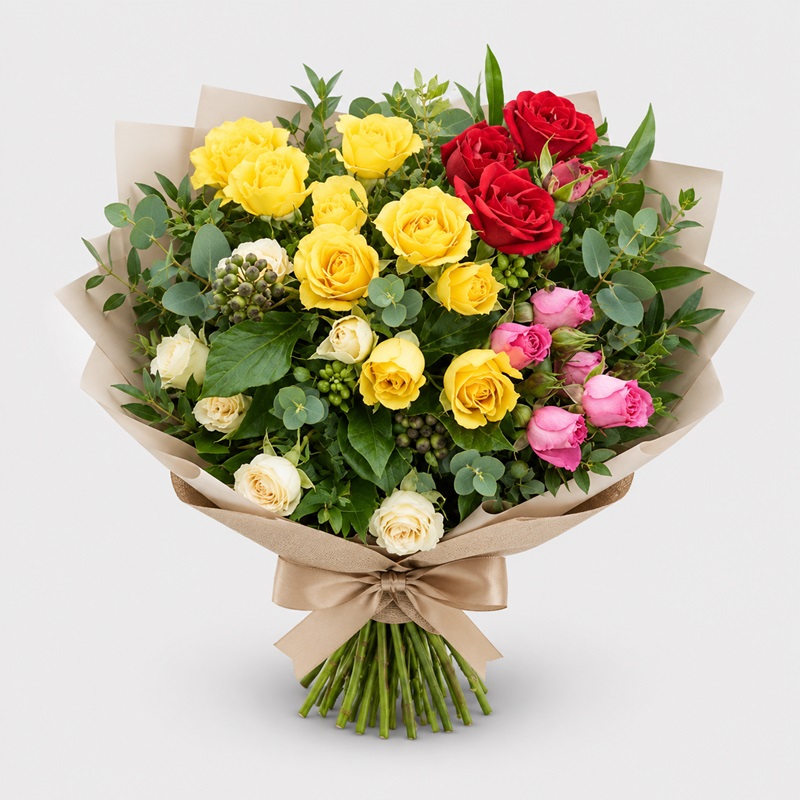 Buchet 5 miniroze multicolore