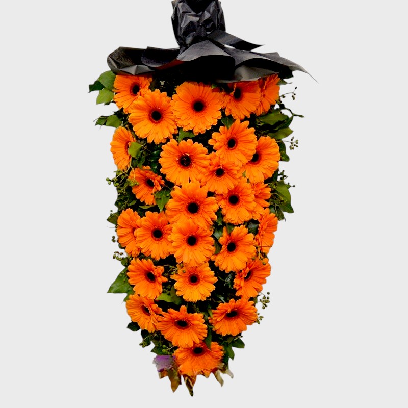 Jerba funerara cu gerbera orange