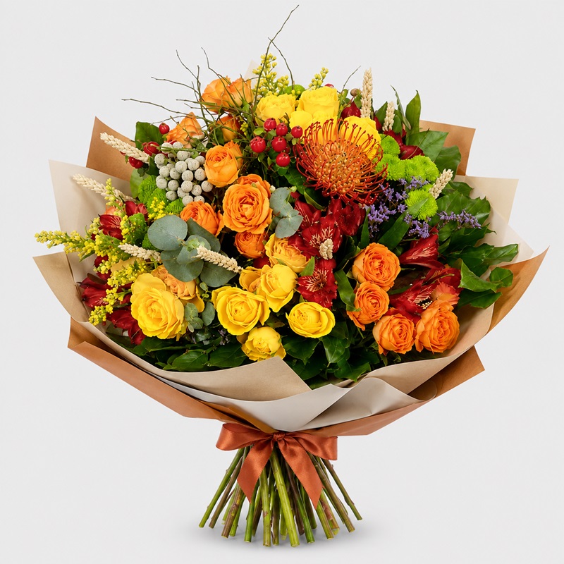 Buchet cu miniroze si alstroemeria Amazing Autumn