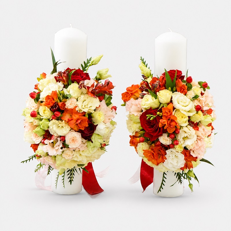 Lumanari nunta cu lisianthus si frezii- Madalina