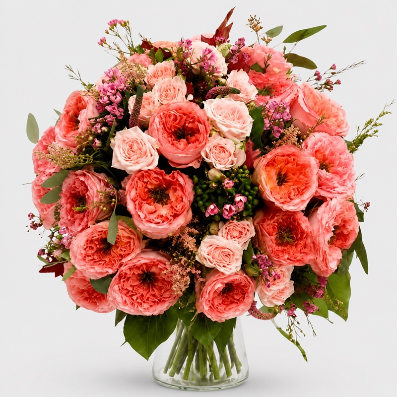 buchet cadou cu trandafiri de gradina