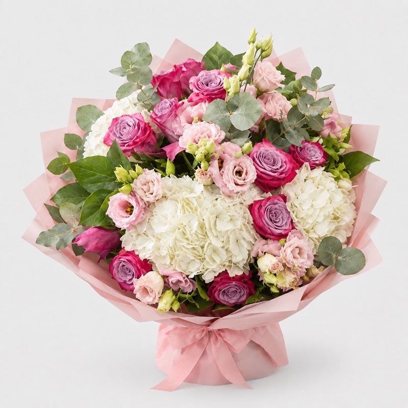 Buchet floral cadou White and Purple