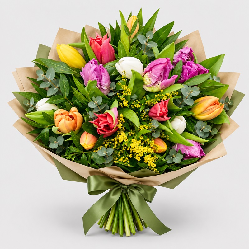 buchet cu lalele colorate