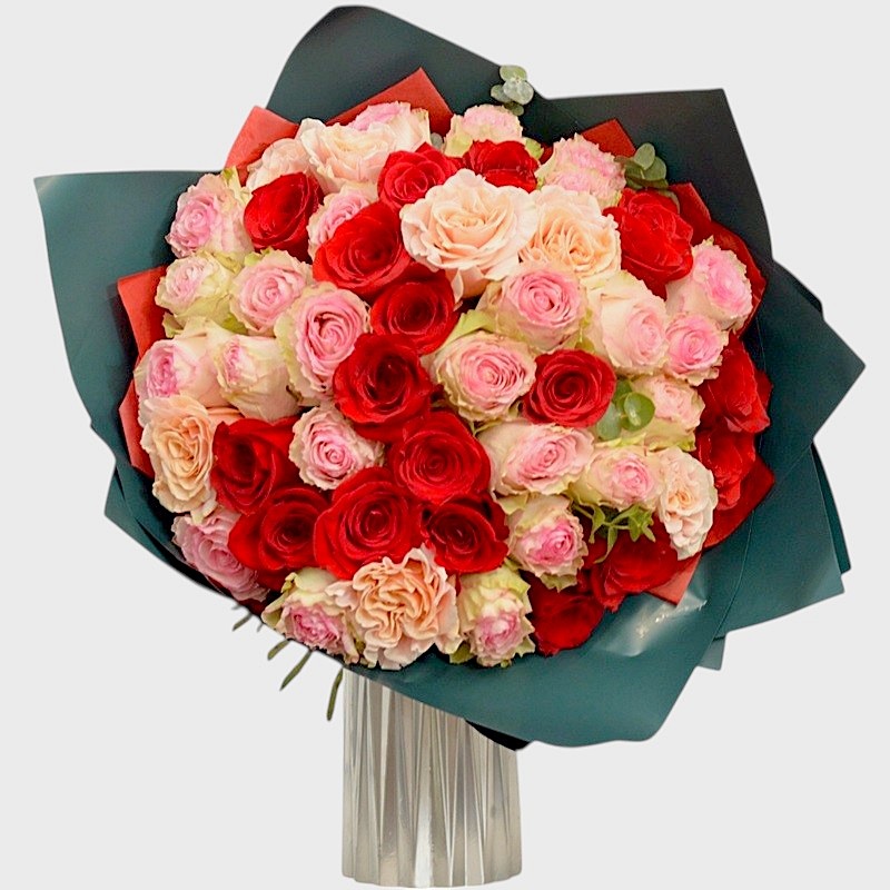 buchet de trandafiri multicolori