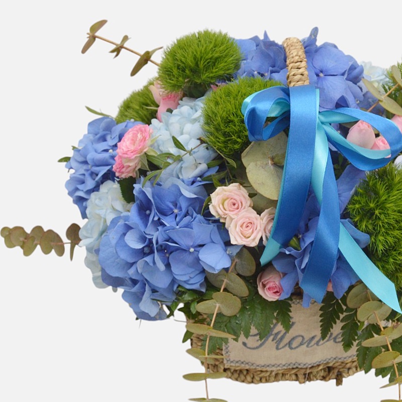 Aranjament floral in cos "Albastru regal" - imagine 2