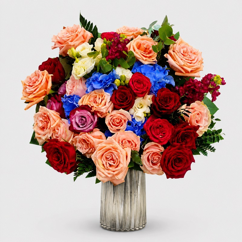 buchet hortnesie si trandafiri Bubblegum Floral