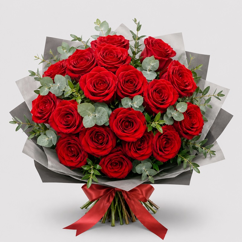 Buchet cadou cu trandafiri "Inima de foc"