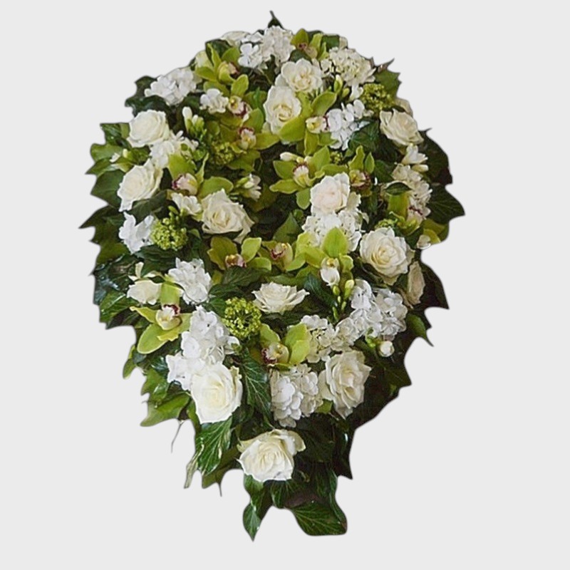 Coroana funerara cu orhidee si hortensie