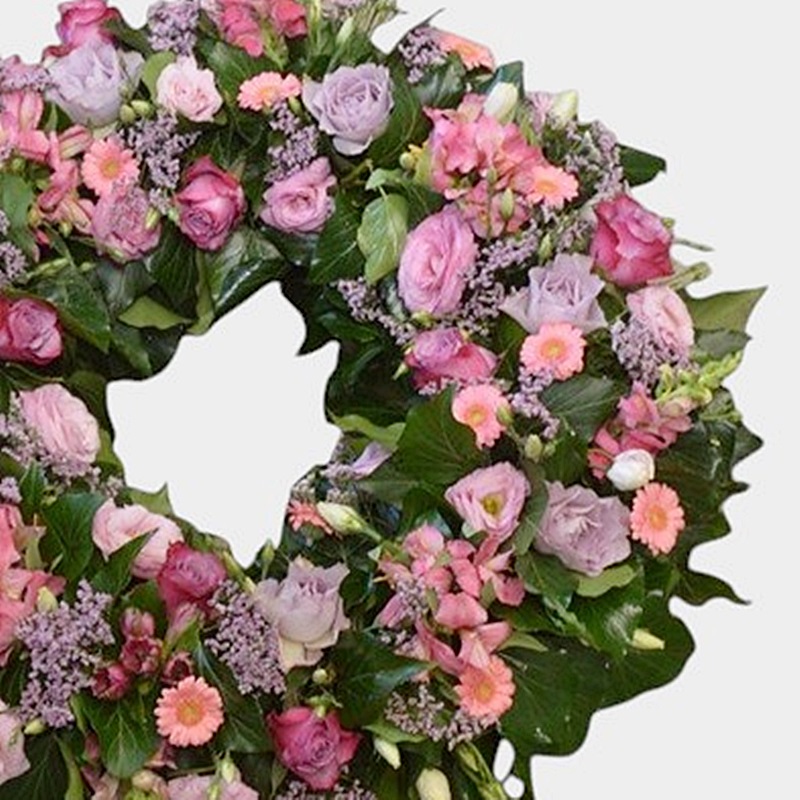 Coroana funerara cu trandafiri mov - imagine 2