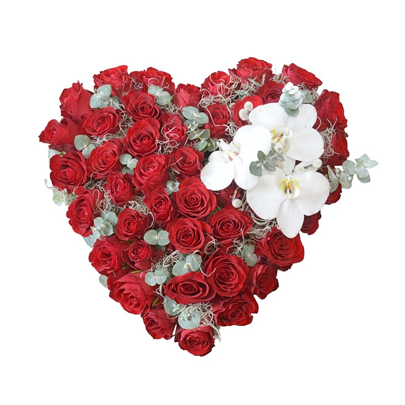coroana funerara inimi cu trandafiri